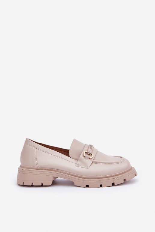 Classic Women's Moccasins Made Of Eco Leather Beige Savethira Classic Women's Moccasins Made Of Eco Leather Beige Savethira