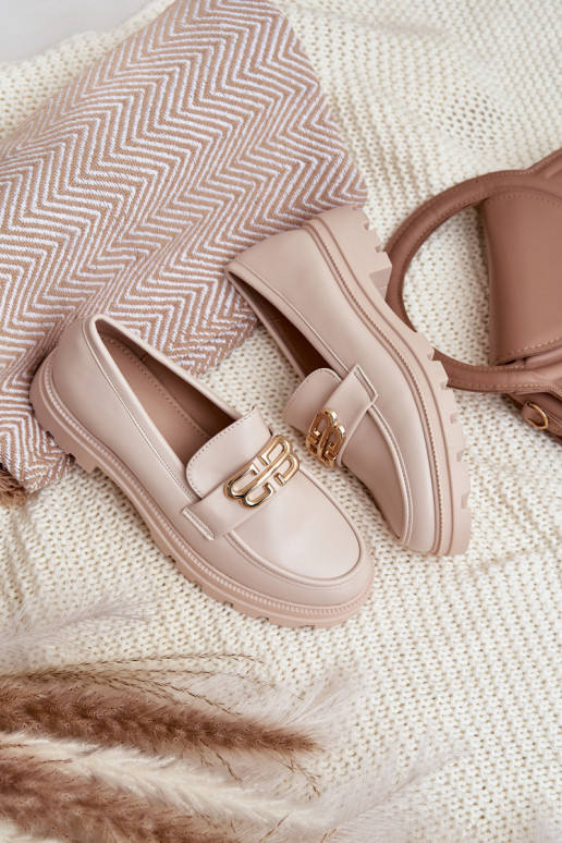 Classic Women's Moccasins Made Of Eco Leather Beige Savethira Classic Women's Moccasins Made Of Eco Leather Beige Savethira