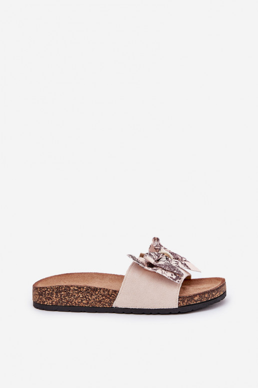 Ladies sandals with bow on cork platform beige Lisandrea Ladies sandals with bow on cork platform beige Lisandrea