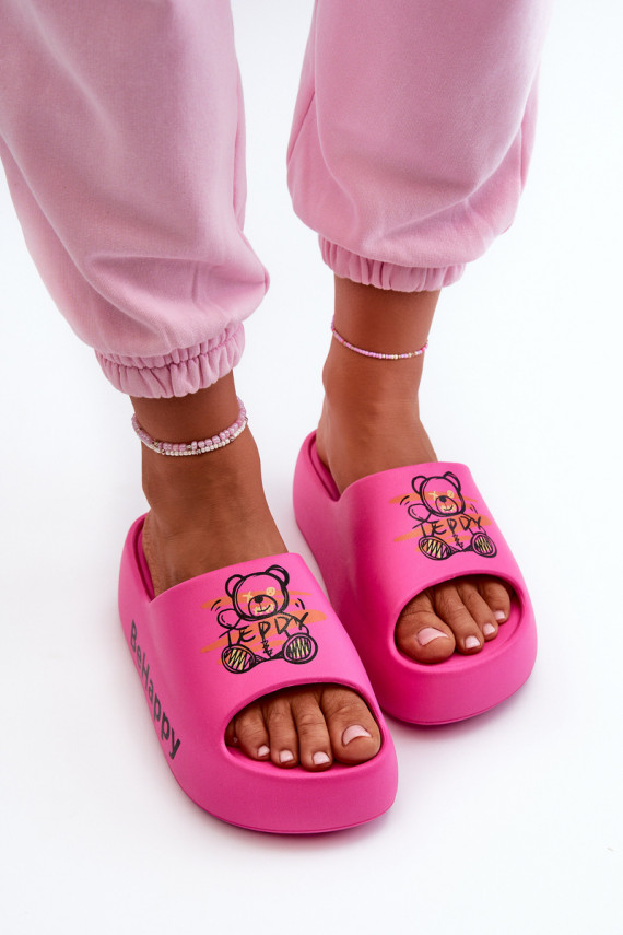 Light Women's Slides on Thick Sole with Bear Foam Pink Serefina