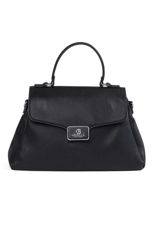 Handbag black trunk z rączką i paskiem