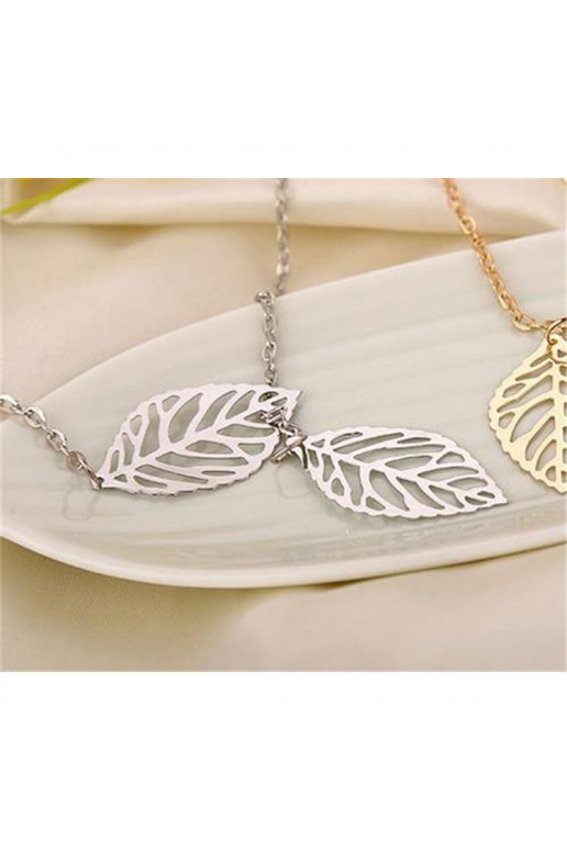Necklace  Celeb Style Leaflets silver color N122S