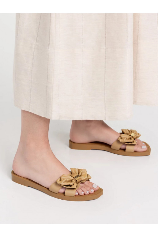Slippers LUXY BOW khaki colors