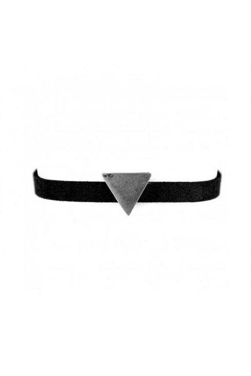 Necklace CHOKER minimalist design TRIANGLE - black N487CZ