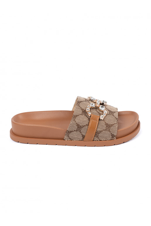 Brown color slippers  ze zdobieniem