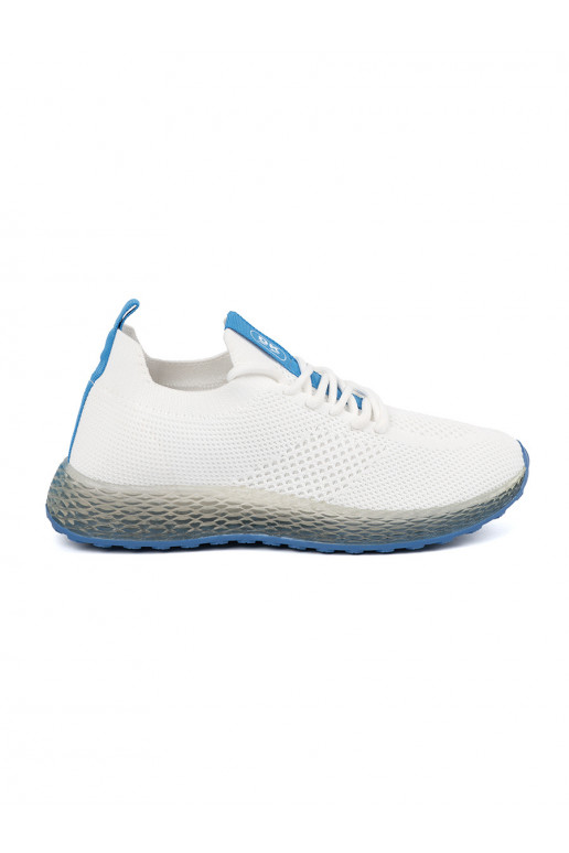 White color sneakers z niebieską podeszwą