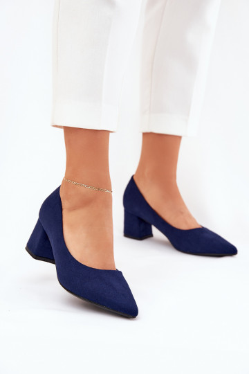 Ladies Pumps With Pointed Toes On A Heel Dark Blue Merinette 2
