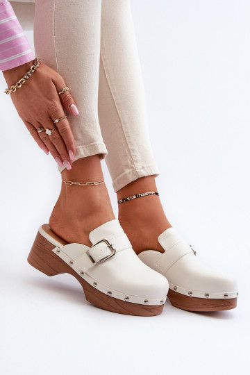 Women's White Buckle Clogs Seprilla 2