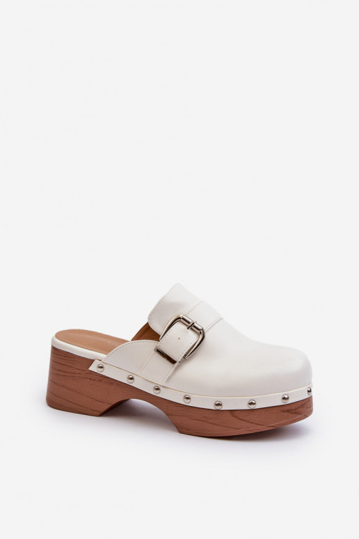 Women's White Buckle Clogs Seprilla Women's White Buckle Clogs Seprilla