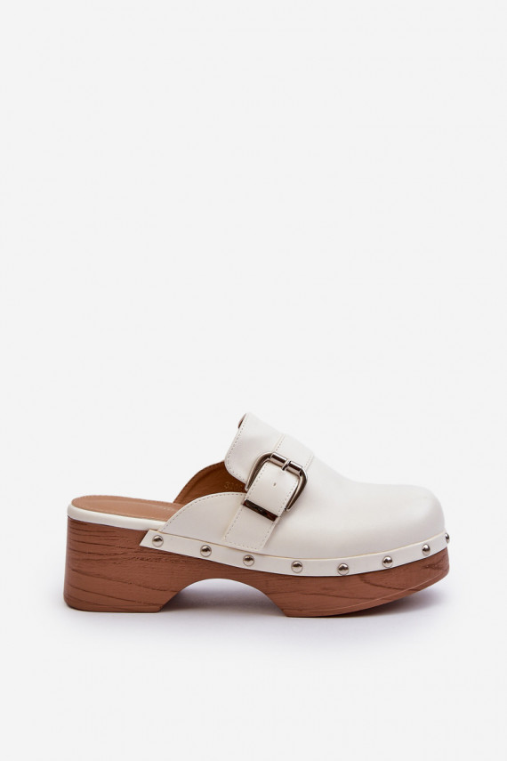 Women's White Buckle Clogs Seprilla