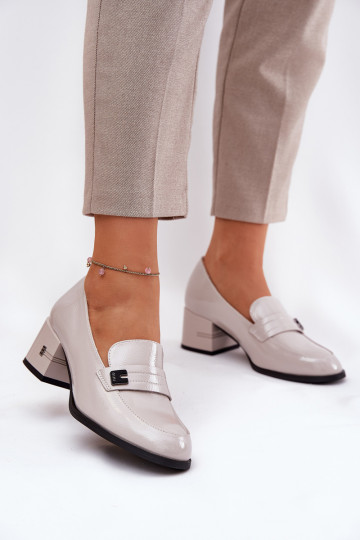 Lacquered Leather Women's Court Shoes On Heel Vinceza 18105 Gray 2
