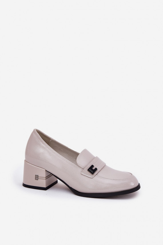 Lacquered Leather Women's Court Shoes On Heel Vinceza 18105 Gray