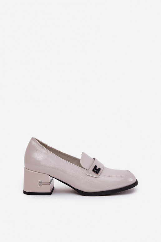 Lacquered Leather Women's Court Shoes On Heel Vinceza Gray