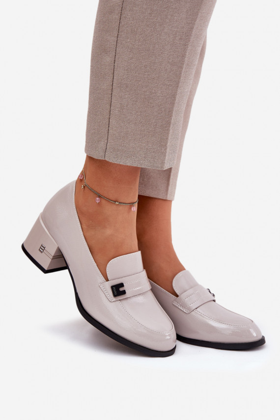 Lacquered Leather Women's Court Shoes On Heel Vinceza Gray