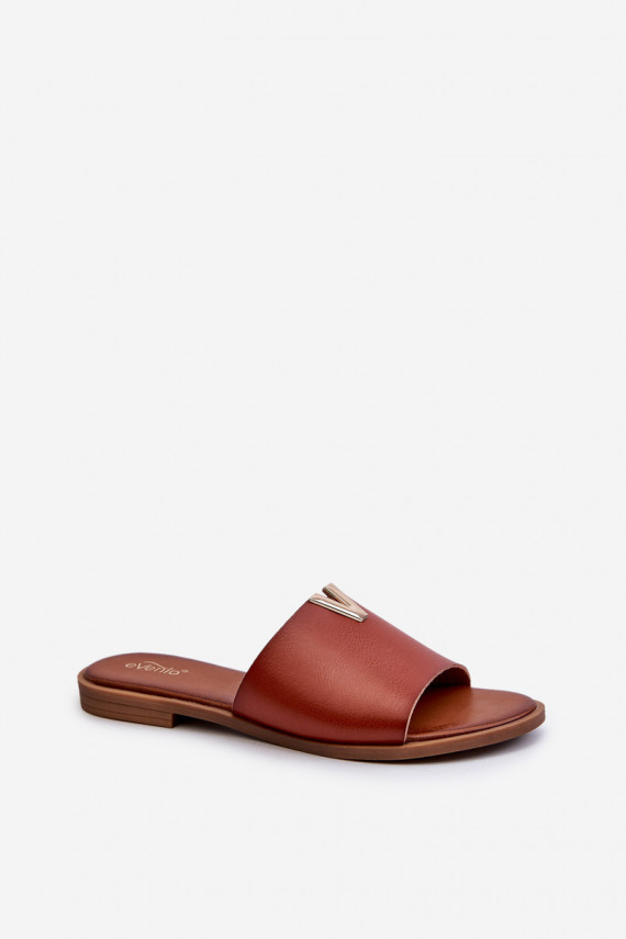 Women's Eco Leather Flat Heel Slippers Brown Maliha