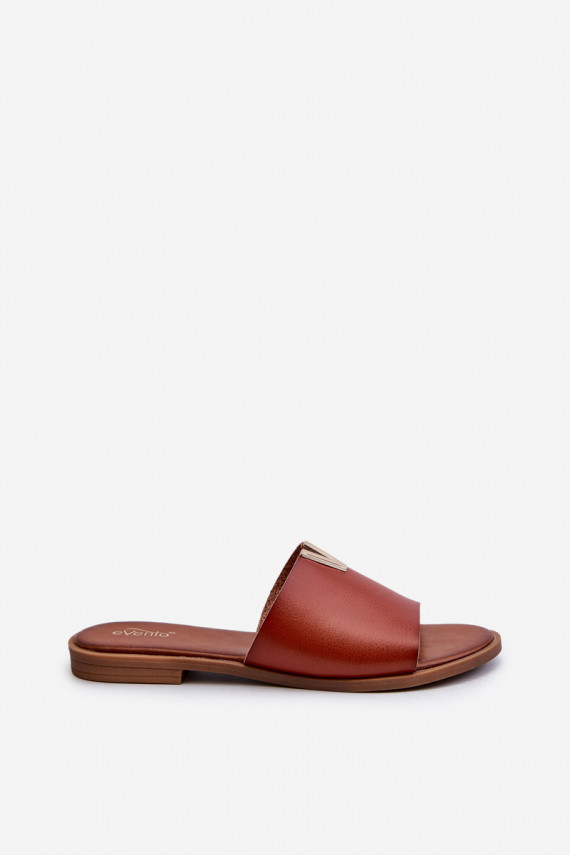 Women's Eco Leather Flat Heel Slippers Brown Maliha