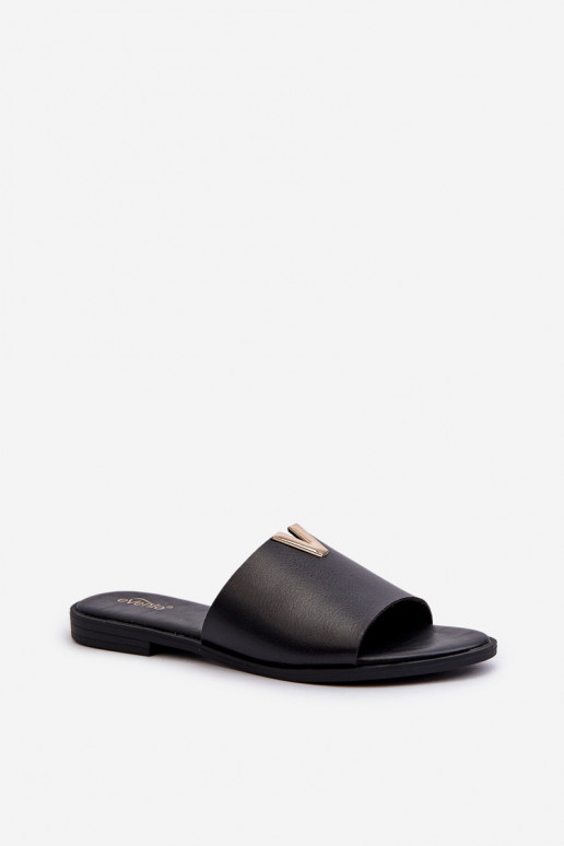 Women's Black Eco Leather Flat Sandals Maliha