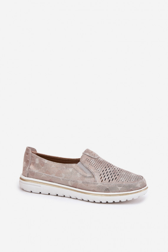Suede Slip-on Shoes Beige-Gold Inez