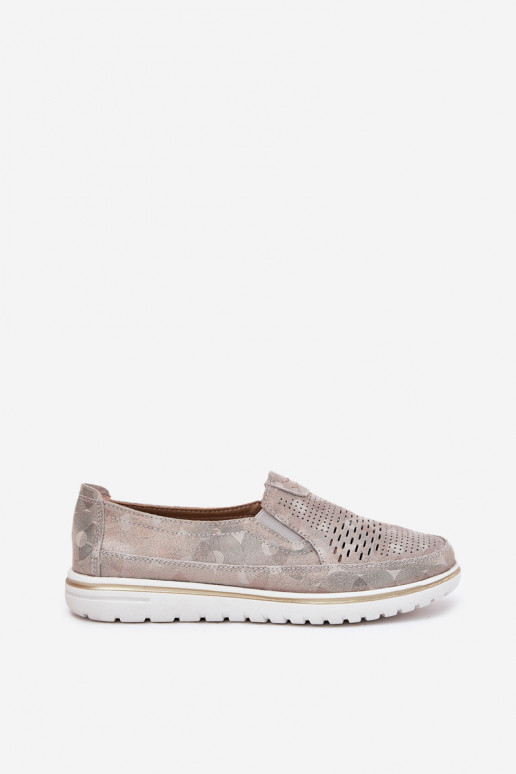 Suede Slip-on Shoes Beige-Gold Inez