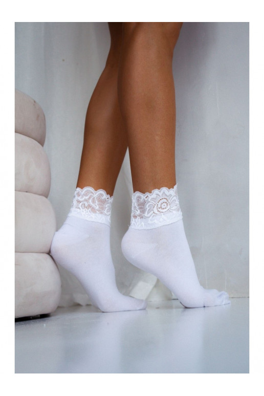 Women's Socks With Wide Lace White