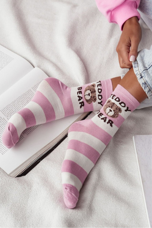 Youth Socks TEDDY BEAR Pink