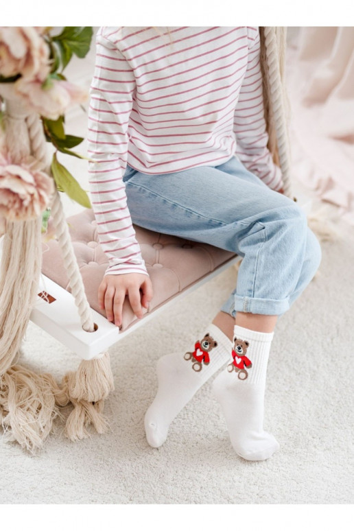 Children's Youth Socks Bear Ecru