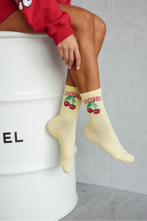 Women's Socks CHERRIES Yellow