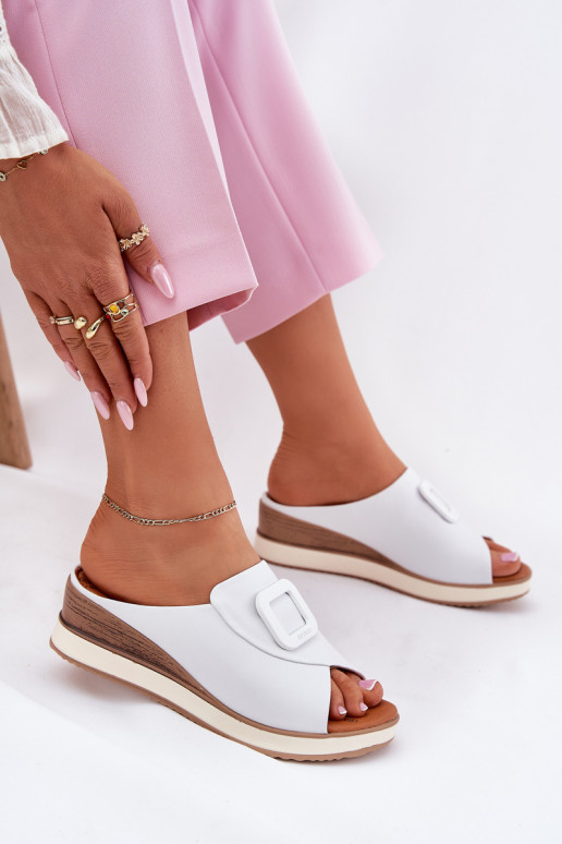 Ladies leather wedge sandals Artiker 56C2149 orange