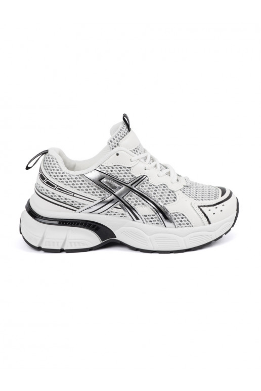 Sporty style Sneakers white-black with mesh