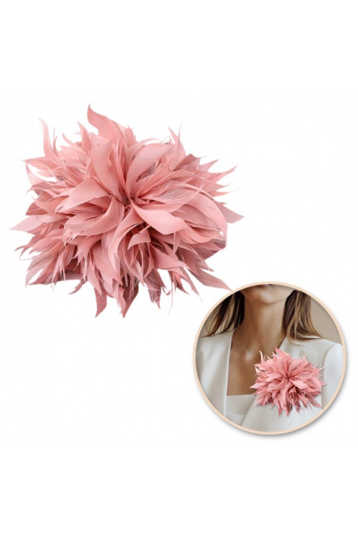 Brooch, spinka  two in one pióra pink BZ207R