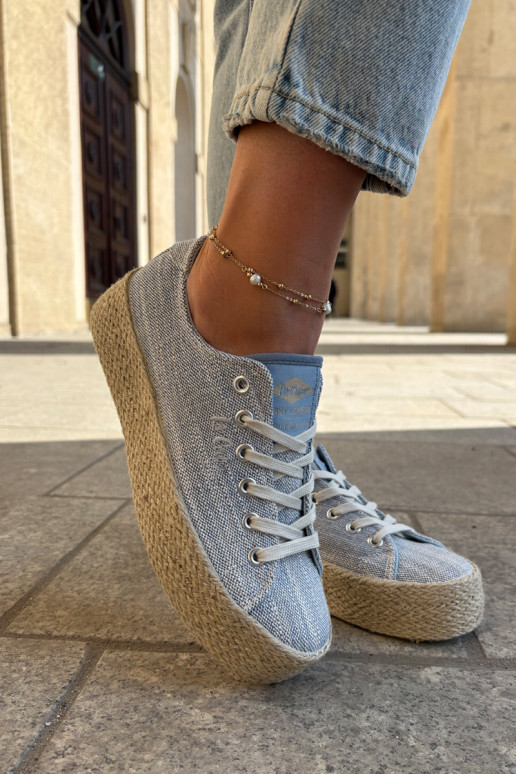 Womens Platform Sneakers With Weaving Lee Cooper LCW-25-02-3284 Light Beige