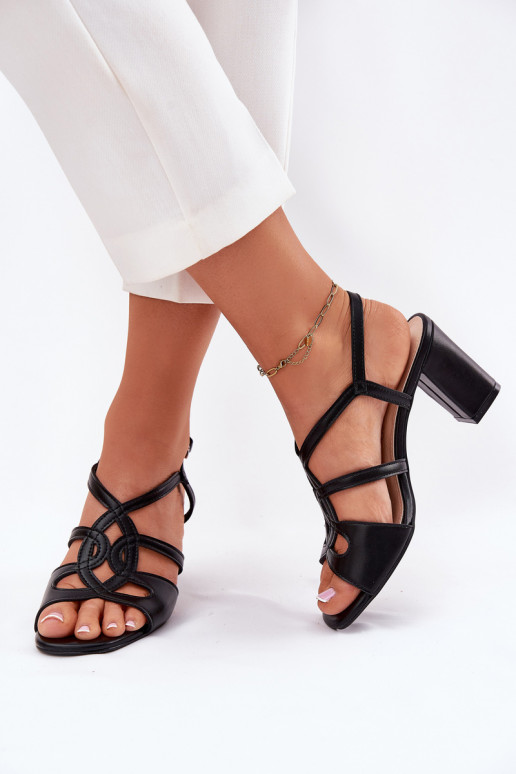 Ladies Heeled Sandals Sergio Leone SK884 Black