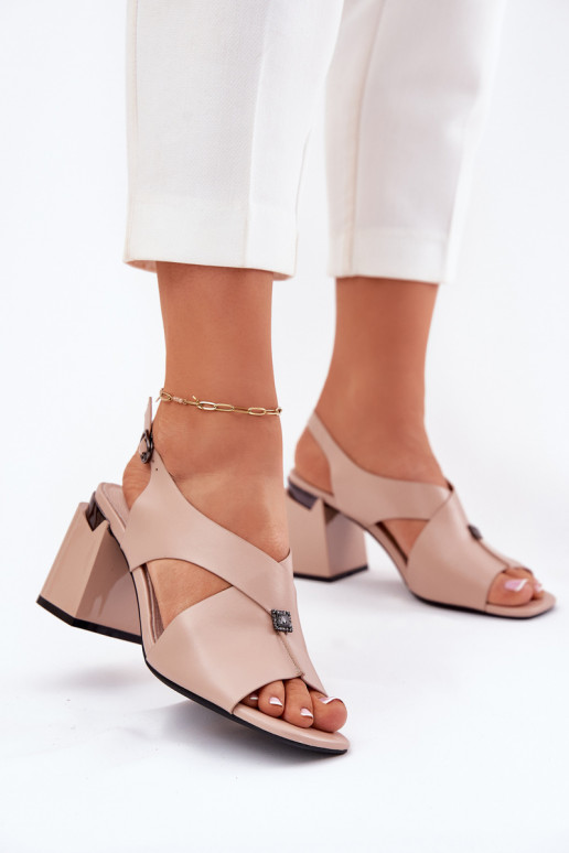 Elegant Women's Heeled Sandals Vinceza 62238 Beige