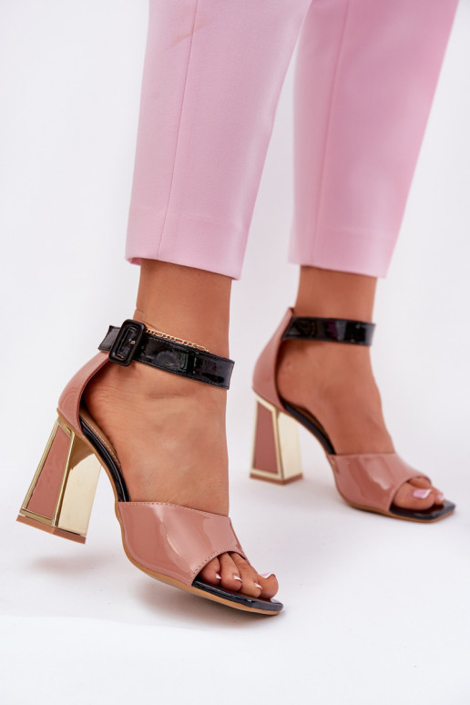Lacquered Women's Sandals On Heel Vinceza 20266 Pink