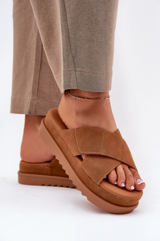 Women's Platform Sandals With Intertwined Straps Camel Rinasara