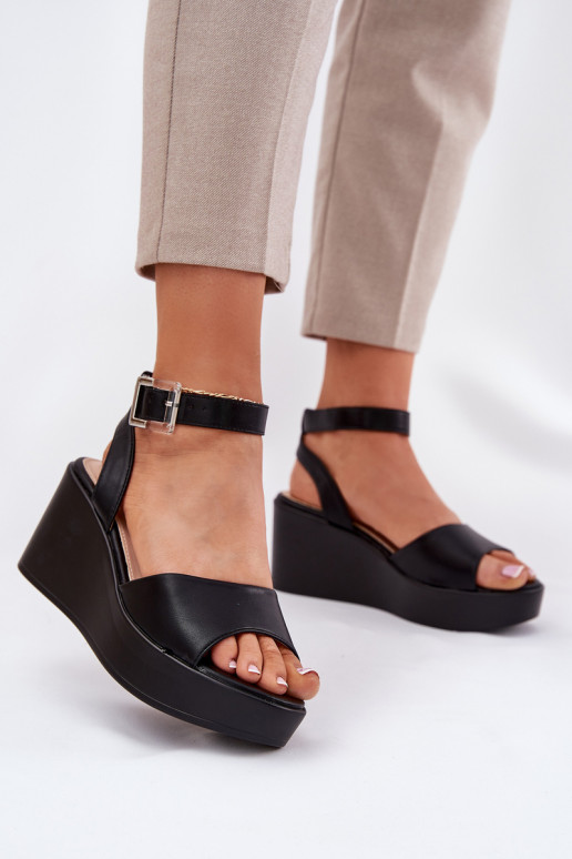 Wedge Heeled Women's Sandals Black Efrina
