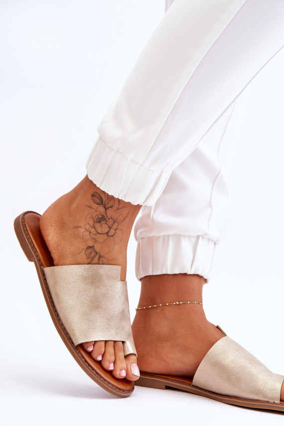 Women's Leather Flip Flops Light Gold Amite