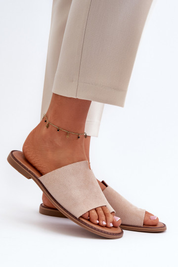 Women's Suede Slip-On Sandals Beige Amite 2