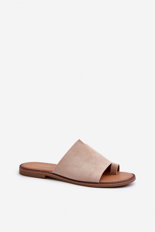 Women's Suede Slip-On Sandals Beige Amite