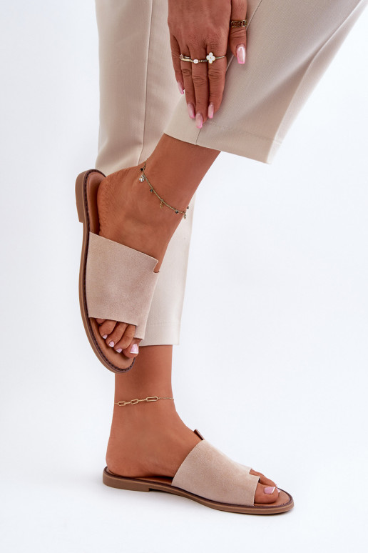Women's Suede Slip-On Sandals Beige Amite