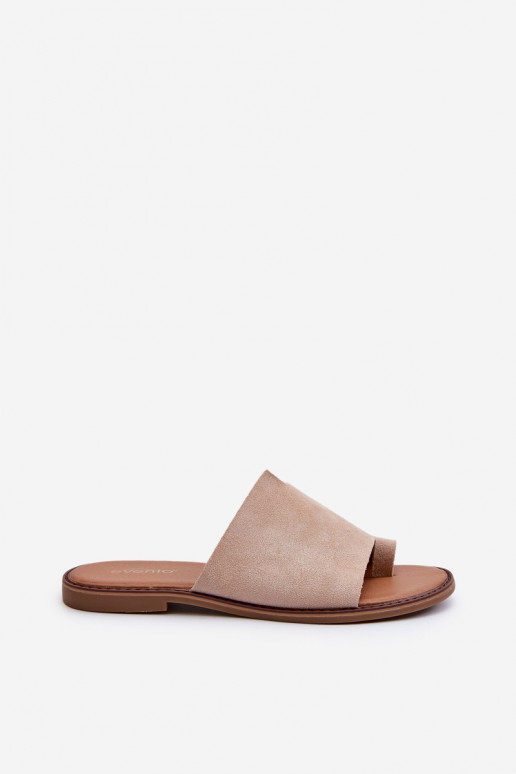 Women's Suede Slip-On Sandals Beige Amite