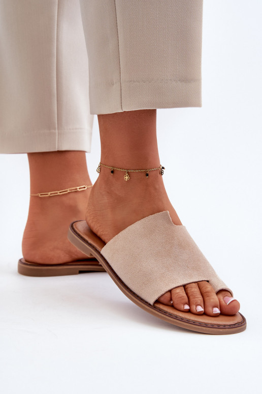 Women's Suede Slip-On Sandals Beige Amite