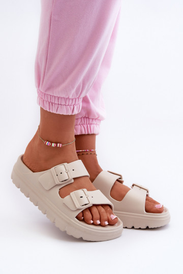Women's Foam Platform Slides Beige Melorea 2