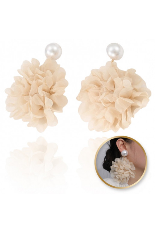 Dangling earrings, efektowne tiulowe  withperła,   K1710