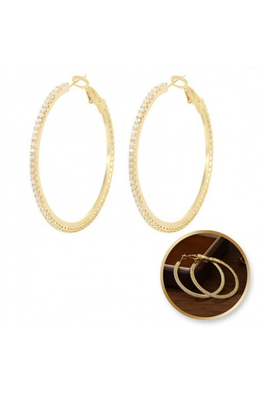 Earrings circle shapes andstali  platerowane cover with gold, cyrkonie KST3326