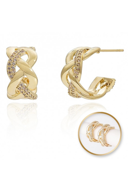gold color-plated stainless steel earrings cover with gold withcyrkoniami,  KST3327