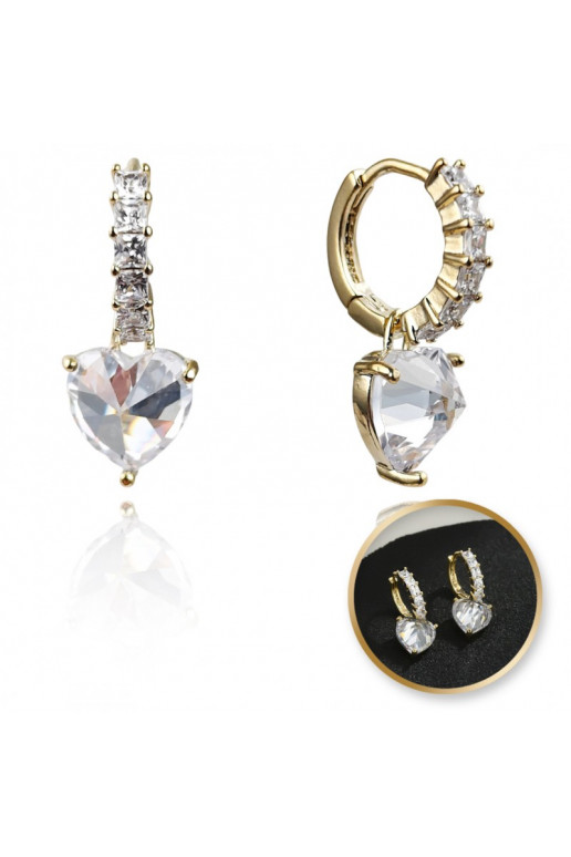 gold color-plated stainless steel earrings cover with gold withcyrkoniami, The heart KST3328