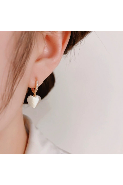 Stainless steel earrings platerowane cover with gold, masa perłowa The heart KST3332