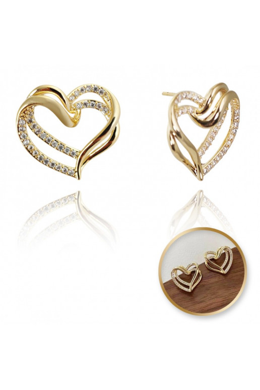 Earrings Hearts andstali  platerowane cover with gold, cyrkonie KST3331