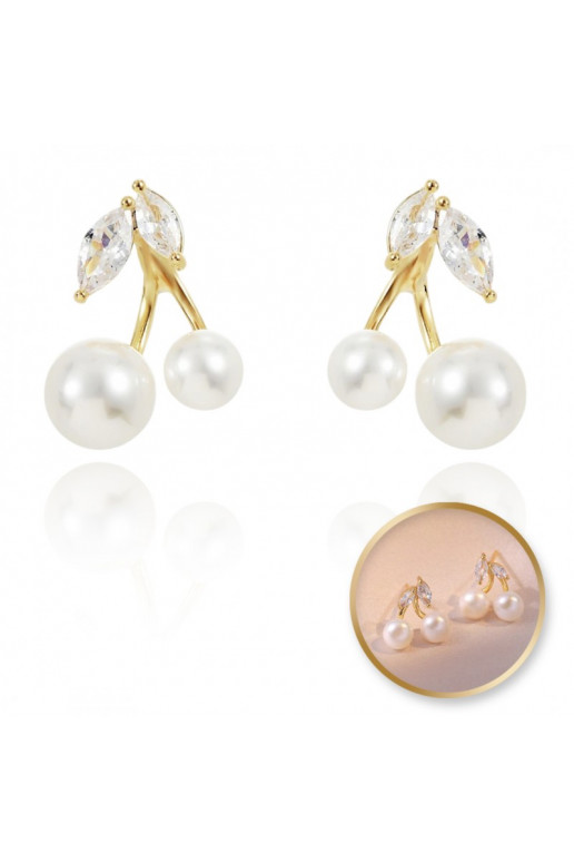 Earrings WISIENKI andstali  j cover with gold cyrkonie, perły KST3334